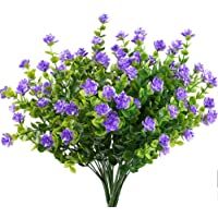 MIHOUNION Planta Artificiales 4pcs arbustos Ramas de eucalipto con Flor púrpura Plastic arbustos jarrones decoración…